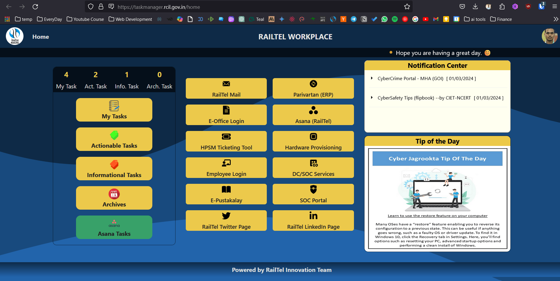Task Manager RailTel Corporation of India Ltd.